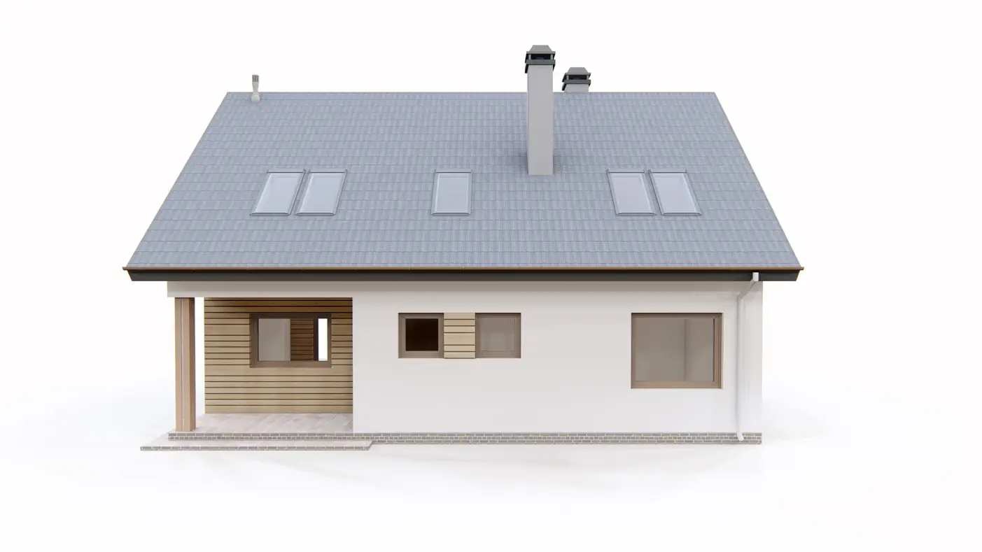 Gotowy projekt domu  - Wygodny i łatwy w budowie dom z poddaszem, gabinetem na dole i wejściem bocznym