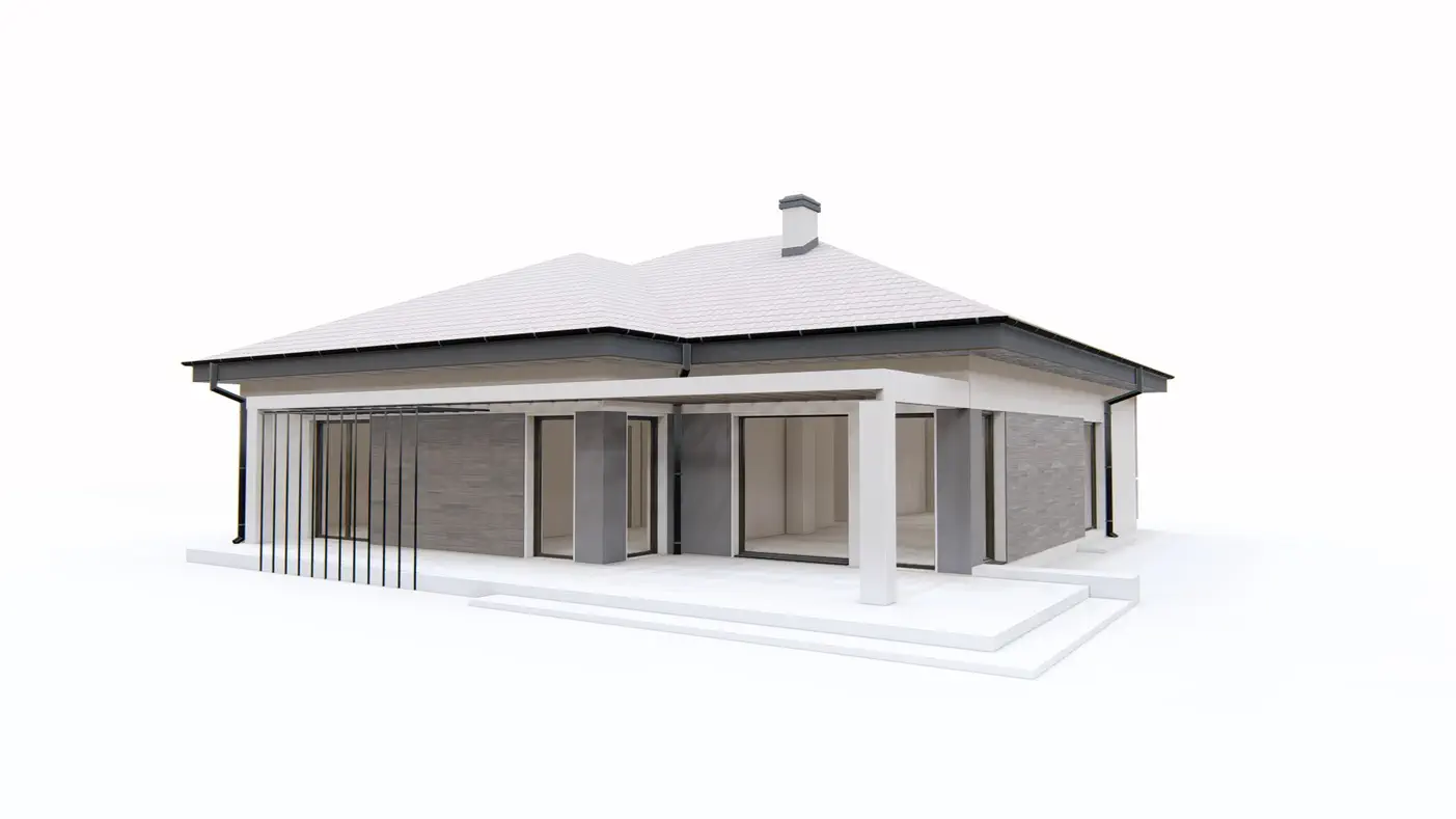 Gotowy projekt domu  - Wygodny dom parterowy z trzema sypialniami, garażem i opcją poddasza