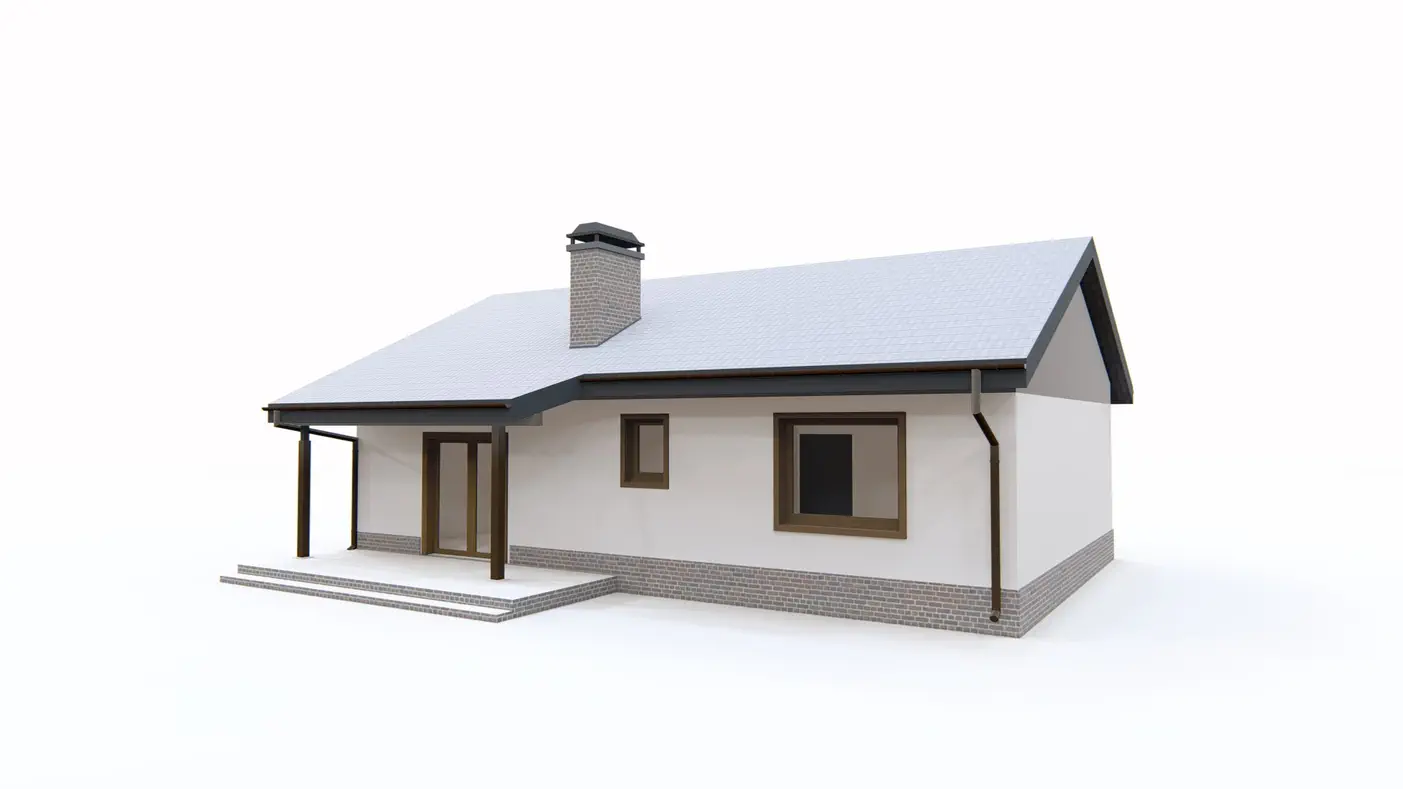 Gotowy projekt domu  - Ekonomiczny w realizacji dom parterowy z dwoma pokojami i duża strefą dzienną