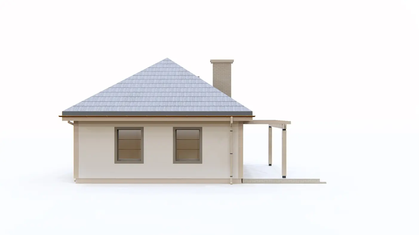 Gotowy projekt domu  - Mały, wypoczynkowy domek parterowy z tarasem, jedną sypialnią, na małą działkę