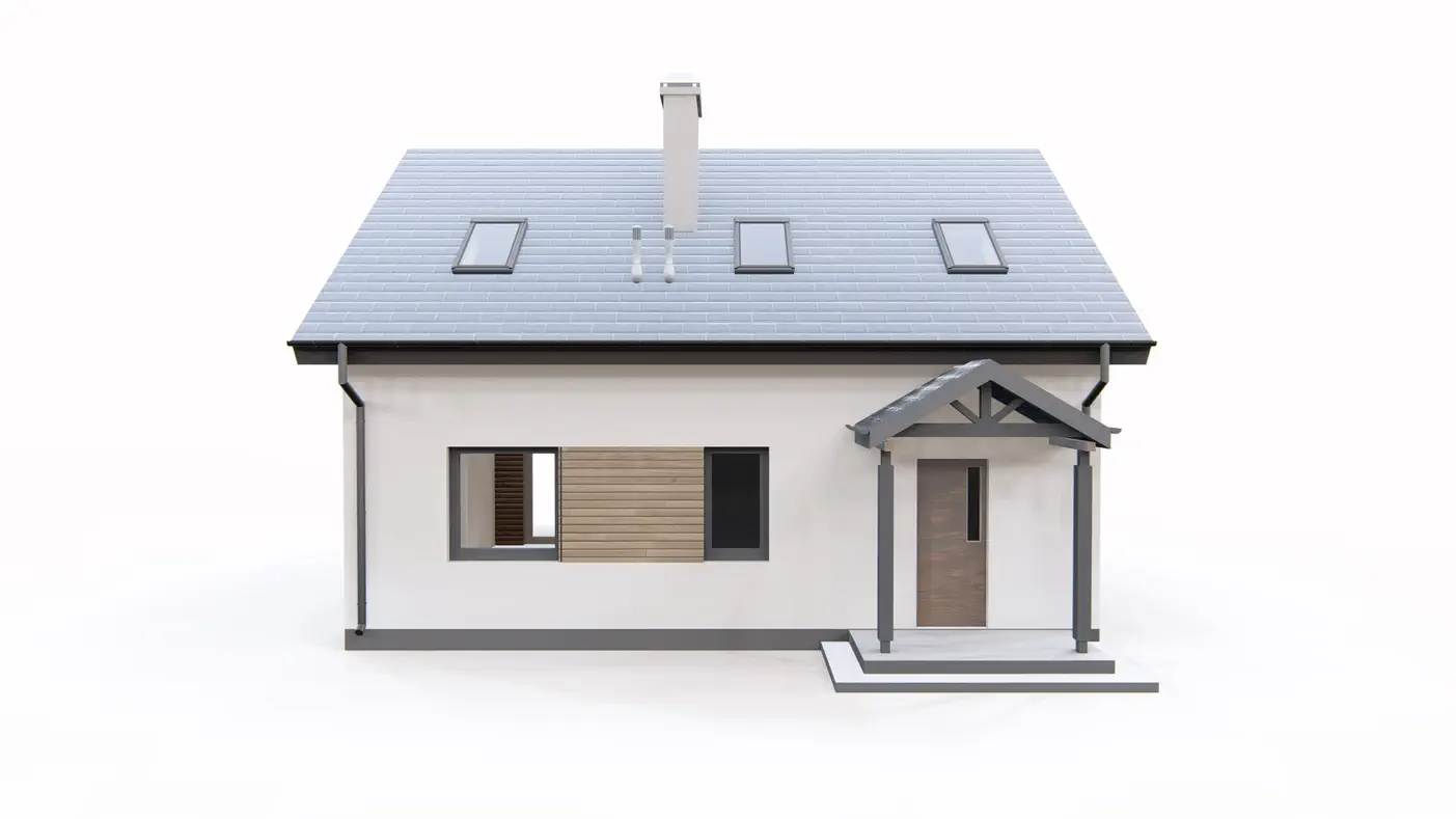 Gotowy projekt domu  - Łatwy w budowie dom z poddaszem, czterema pokojami, tarasem, na małą działkę