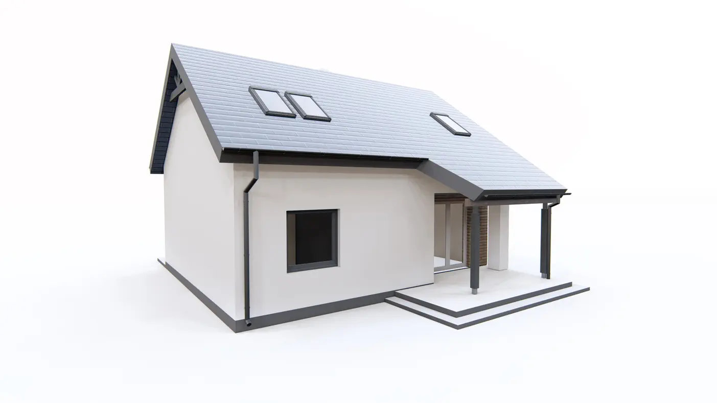 Gotowy projekt domu  - Łatwy w budowie dom z poddaszem, czterema pokojami, tarasem, na małą działkę