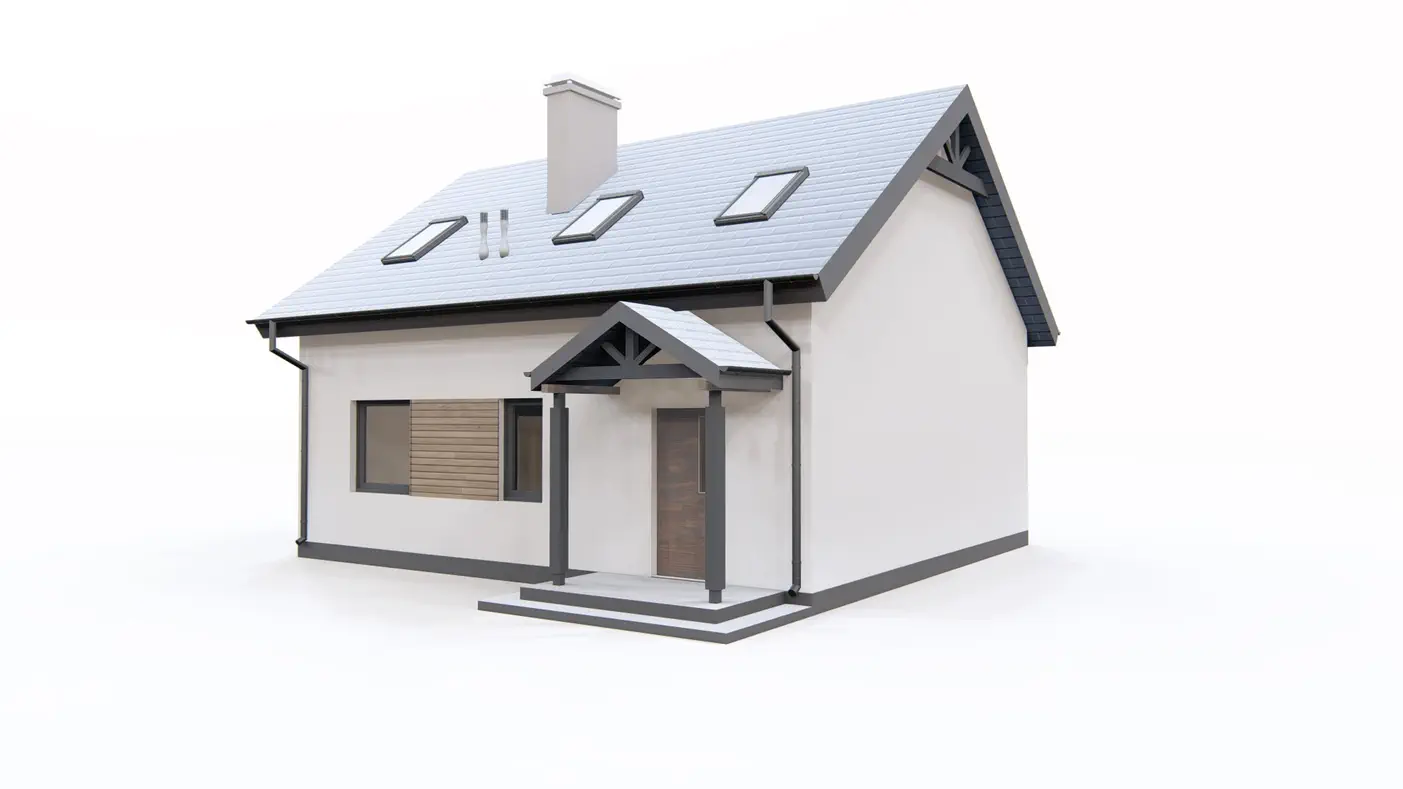 Gotowy projekt domu  - Łatwy w budowie dom z poddaszem, czterema pokojami, tarasem, na małą działkę