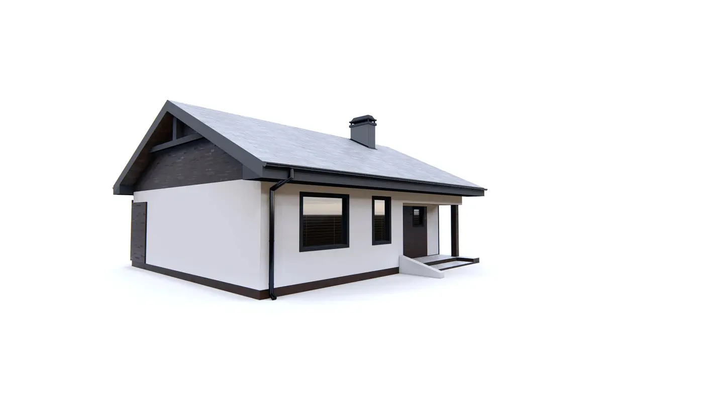 Gotowy projekt domu  - Ekonomiczny i łatwy w budowie dom parterowy z dwoma pokojami i kuchnią od ogrodu