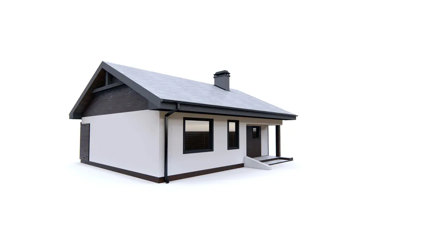 Gotowy projekt domu  - Twój DOM w paczce
Dom parterowy z dwoma pokojami i kuchnią od ogrodu