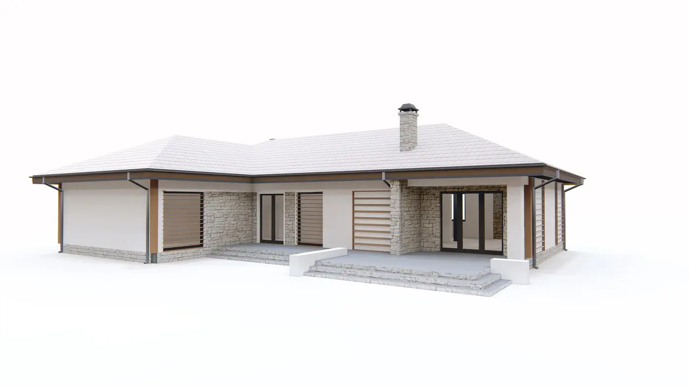 Z81 to wyjątkowy dom z kategorii projekty domów jednorodzinnych Gotowy projekt domu - Dom parterowy z trzema dużymi sypialniami, garażem oraz dużą strefą dzienną