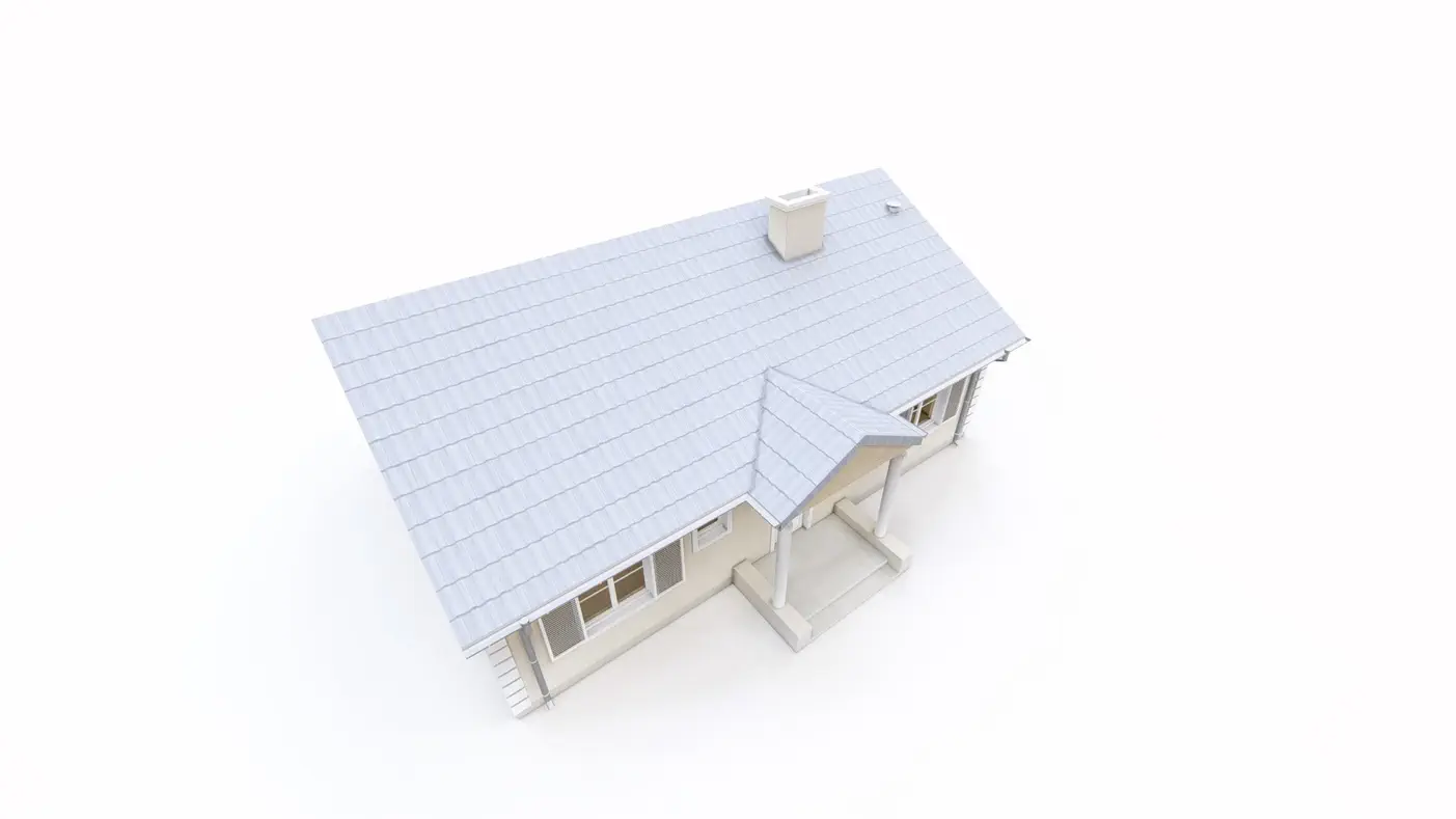 Gotowy projekt domu  - Dom parterowy z trzema sypialniami, dachem dwuspadowym i zadaszonym wejściem