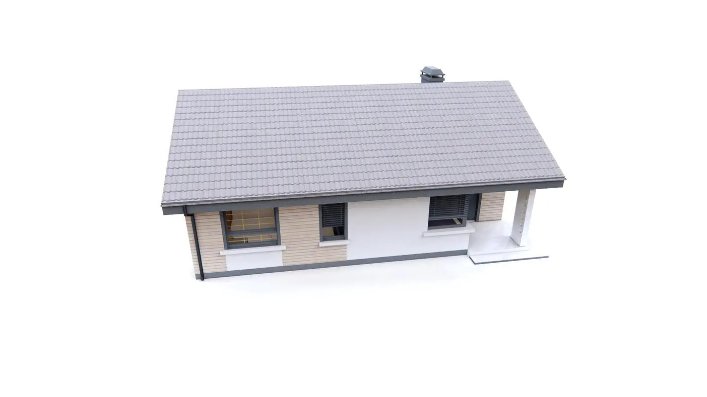 Z87 to wyjątkowy dom z kategorii projekty domów jednorodzinnych Gotowy projekt domu - Prosty i łatwy w realizacji dom parterowy z dwoma pokojami na planie prostokąta