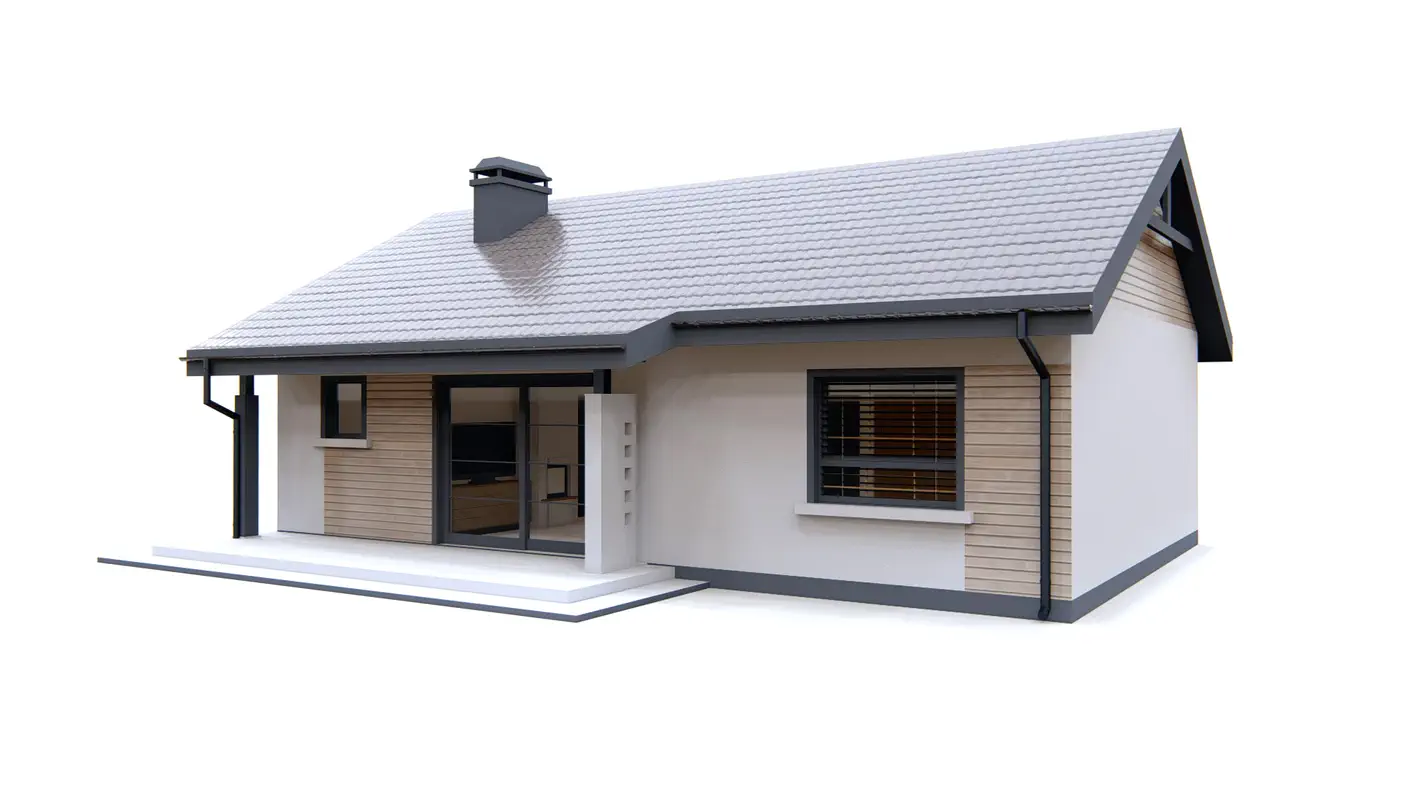 Z87 to wyjątkowy dom z kategorii projekty domów parterowych Gotowy projekt domu - Prosty i łatwy w realizacji dom parterowy z dwoma pokojami na planie prostokąta