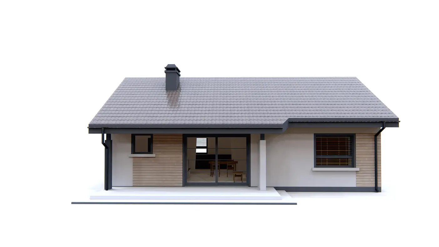 Z87 to wyjątkowy dom z kategorii projekty domów tanich w budowie Gotowy projekt domu - Prosty i łatwy w realizacji dom parterowy z dwoma pokojami na planie prostokąta