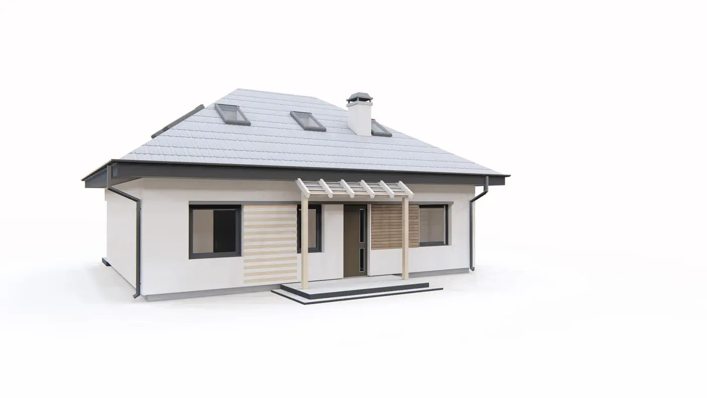 Z121 A to wyjątkowy dom z kategorii projekty domów parterowych Gotowy projekt domu - Prosty i ekonomiczny dom z poddaszem, dachem kopertowym i pięcioma pokojami