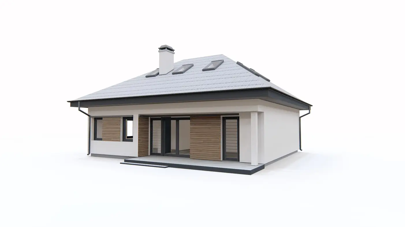 Z121 A to wyjątkowy dom z kategorii projekty domów do 130 m2 Gotowy projekt domu - Prosty i ekonomiczny dom z poddaszem, dachem kopertowym i pięcioma pokojami