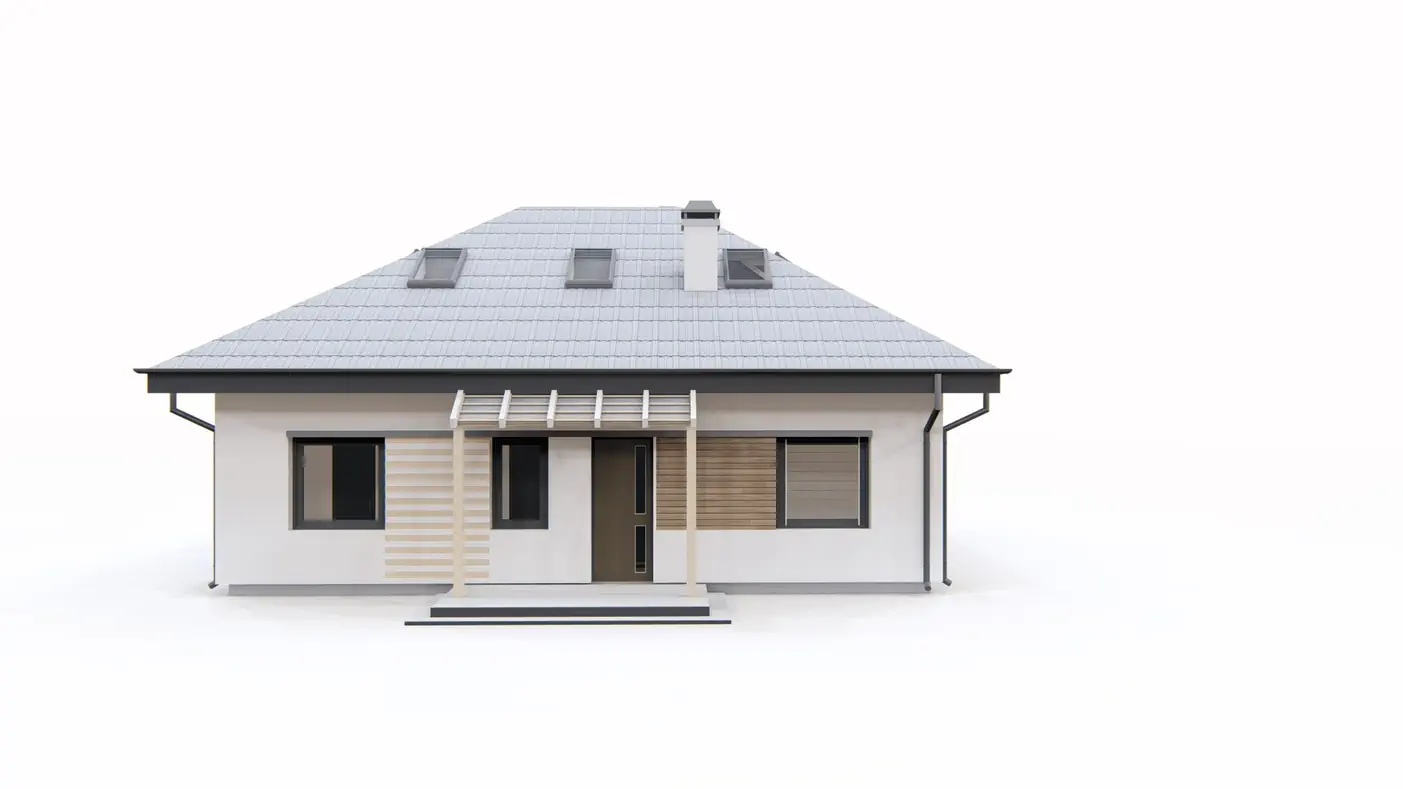 Z121 A to wyjątkowy dom z kategorii projekty domów z większą liczbą pokoi Gotowy projekt domu - Prosty i ekonomiczny dom z poddaszem, dachem kopertowym i pięcioma pokojami