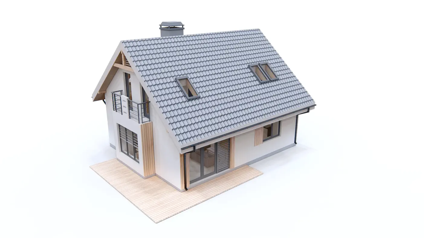 Home project  - Mały dom z pokojem na parterze, dużym P.G i wykuszem w jadalni.