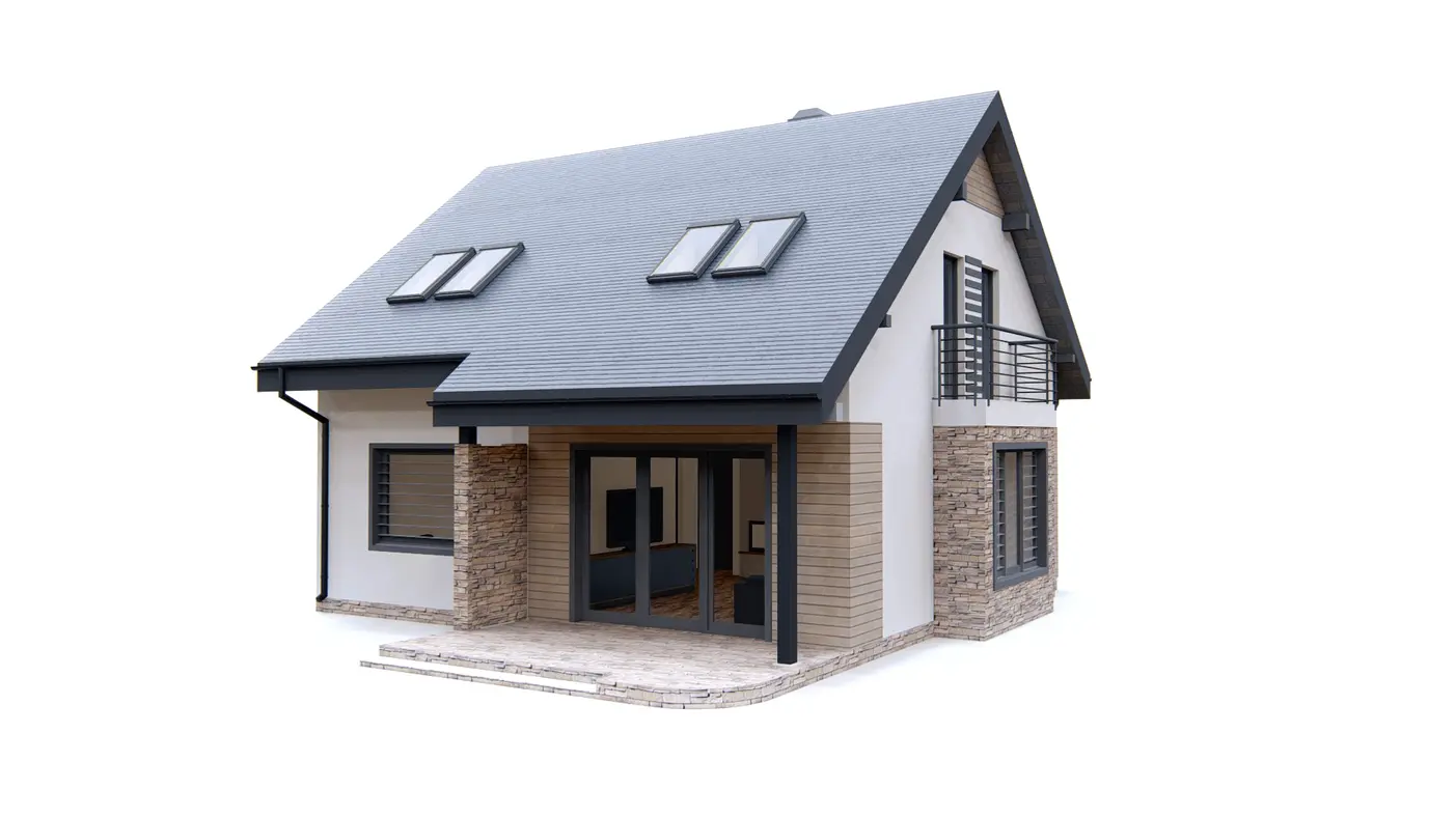 Gotowy projekt domu  - Twój DOM w paczce
Funkcjonalny dom z poddaszem, gabinetem i pralnią