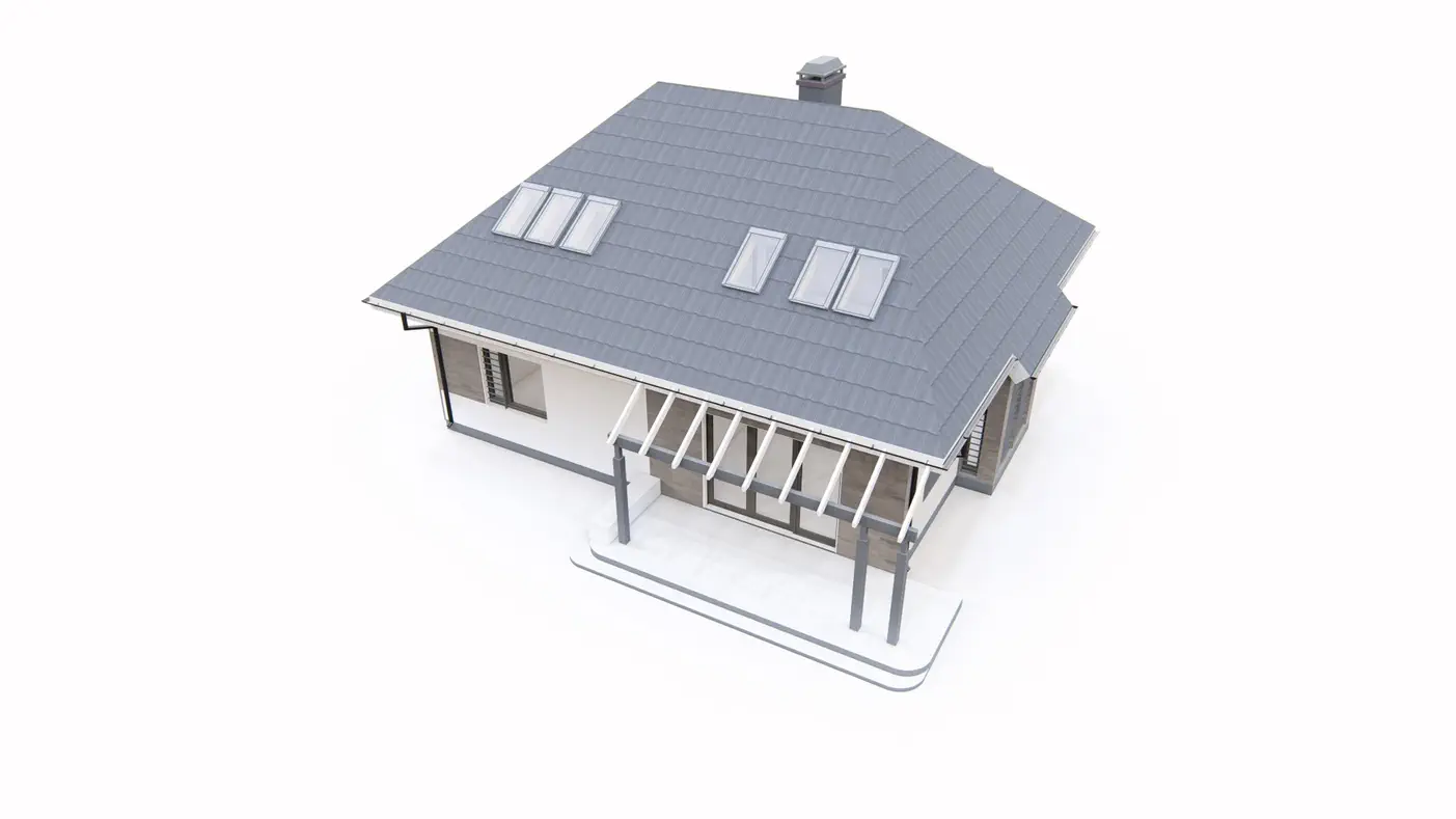 Gotowy projekt domu  - Tradycyjny i wygodny dom z poddaszem, wykuszem w jadalni i dachem kopertowym