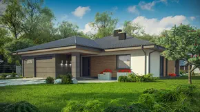 Z379 - Dom parterowy z dachem wielospadowym, 4 sypialniami oraz garażem do 140m2