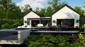 Z461 - Współczesny parterowy dom z trzema sypialniami i gabinetem.