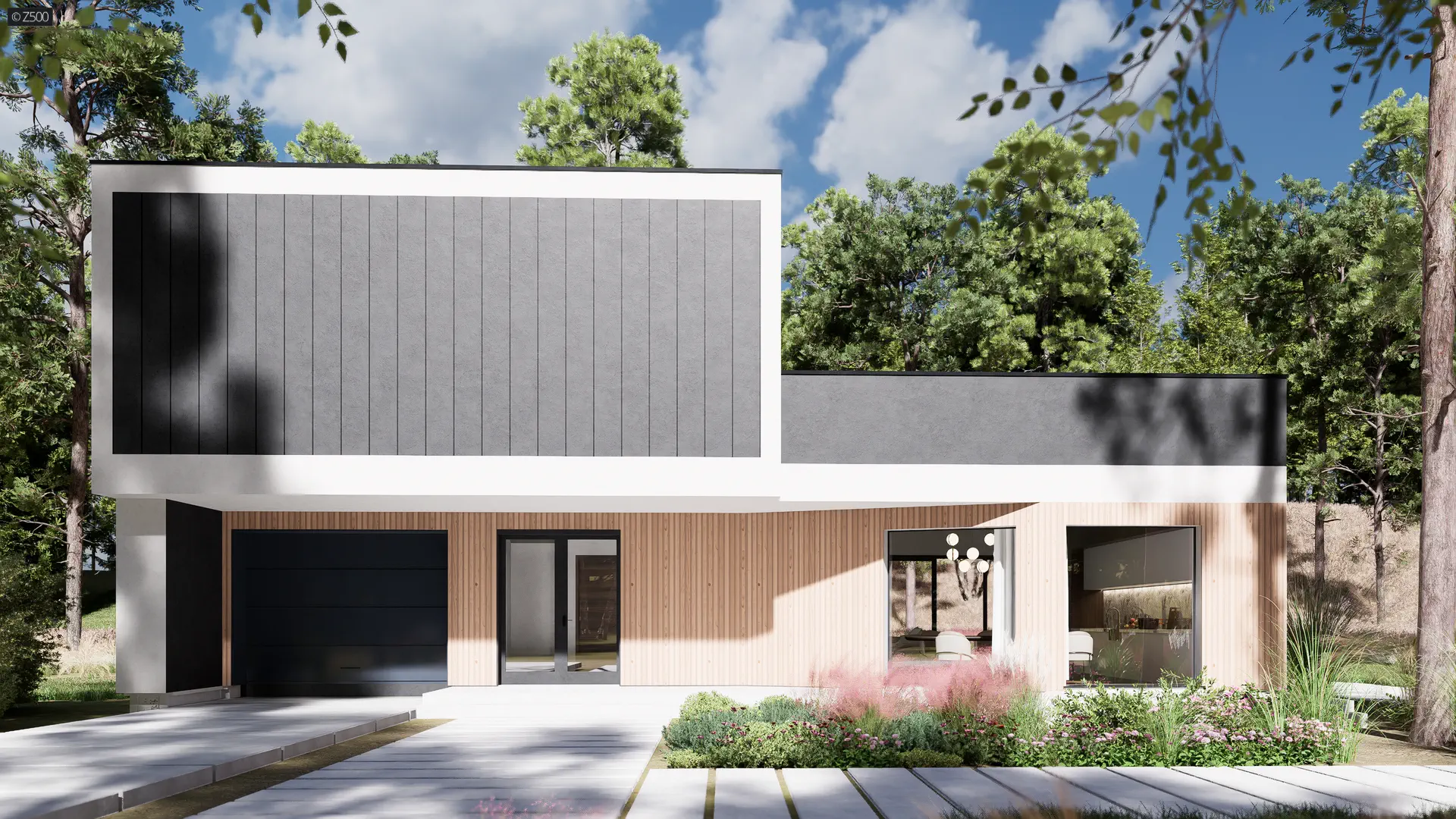 ＊DOM SPACE DESIGN ＊ Projekt domu Zx205 - Nowoczesny dom z przestronnym salonem, dużą