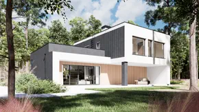 Zx205 - Nowoczesny dom z przestronnym salonem, dużą sypialnią z kominkiem oraz tarasem