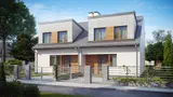 Gotowy projekt domu Zb7 - Mały dom z wygodnym poddaszem z lukarnami  oraz możliwością zabudowy bliźniaczej lub szeregowej.
