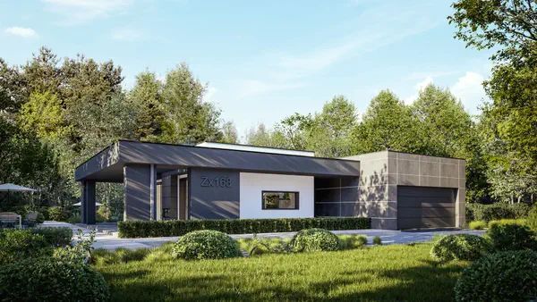 Namo dizainas Zx168 Modernus vieno aukšto namas su aiškiais zonų