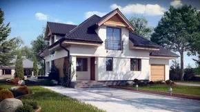 Z284 - Współczesny dom z dachem kopertowym i lukarnami oraz pomieszczeniem nad garażem