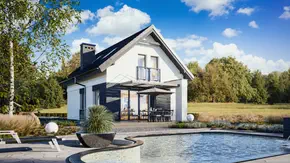 Z177 - Zgrabny, mały dom na wąską działkę z dachem dwuspadowym i czterema sypialniami