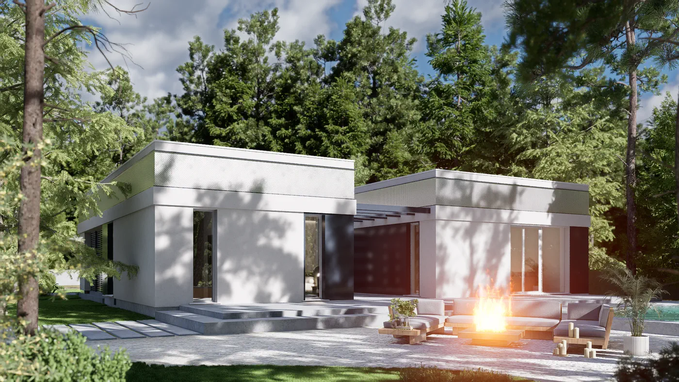 Projekt domu Zx119 Dom atrialny z garażem oraz ogrzewaniem na